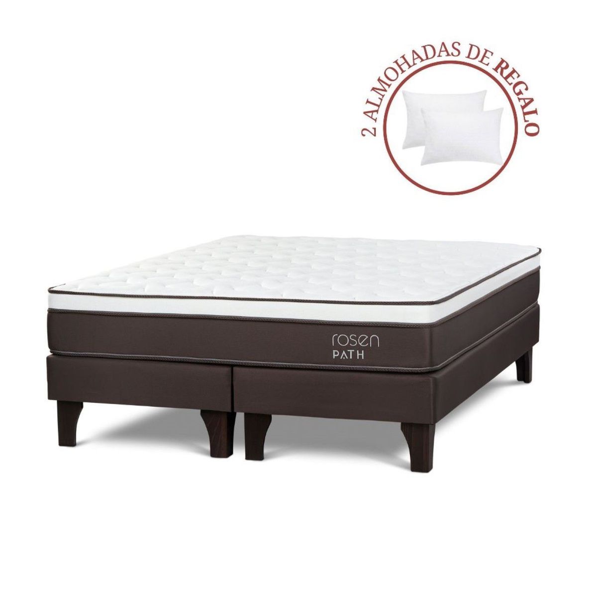 ROSEN - Cama Europea Path King + 2 Almohadas