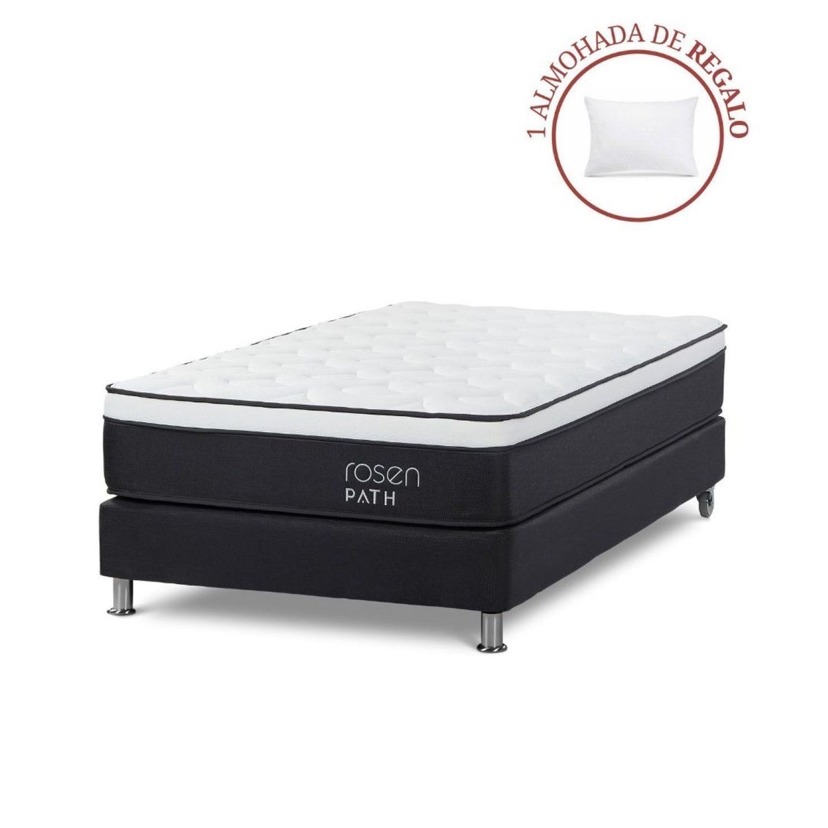 ROSEN - Cama Box Tarima Path 1.5 Plz + 1 Almohada