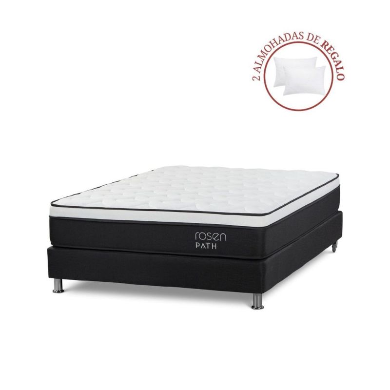ROSEN - Cama Box Tarima Path 2 Plz + 2 Almohadas