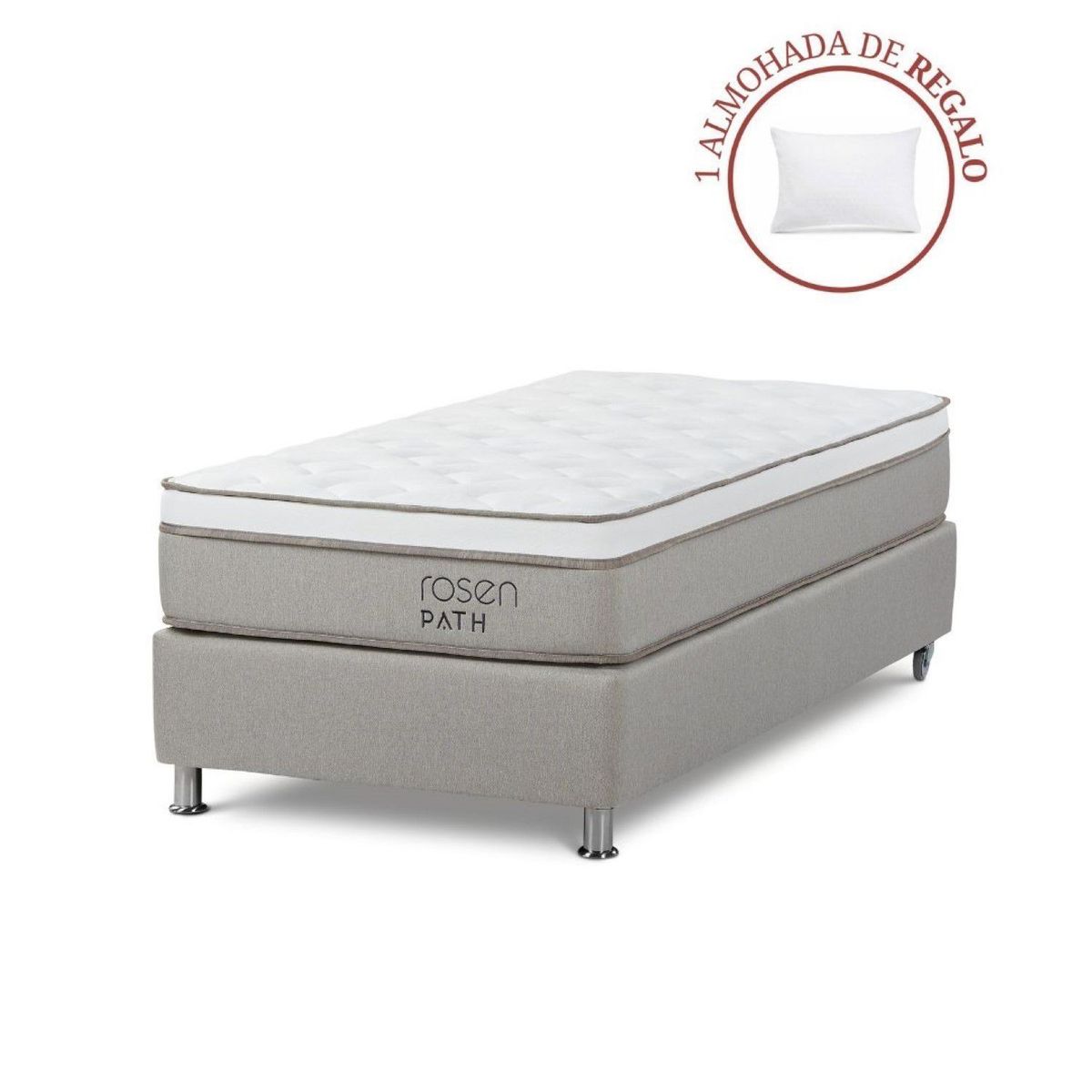 ROSEN - Cama Box Tarima Path 1 Plz + 1 Almohada