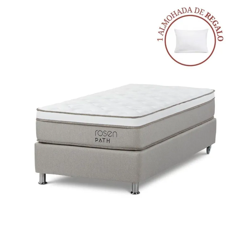 ROSEN - Cama Box Tarima Path 1 Plz + 1 Almohada