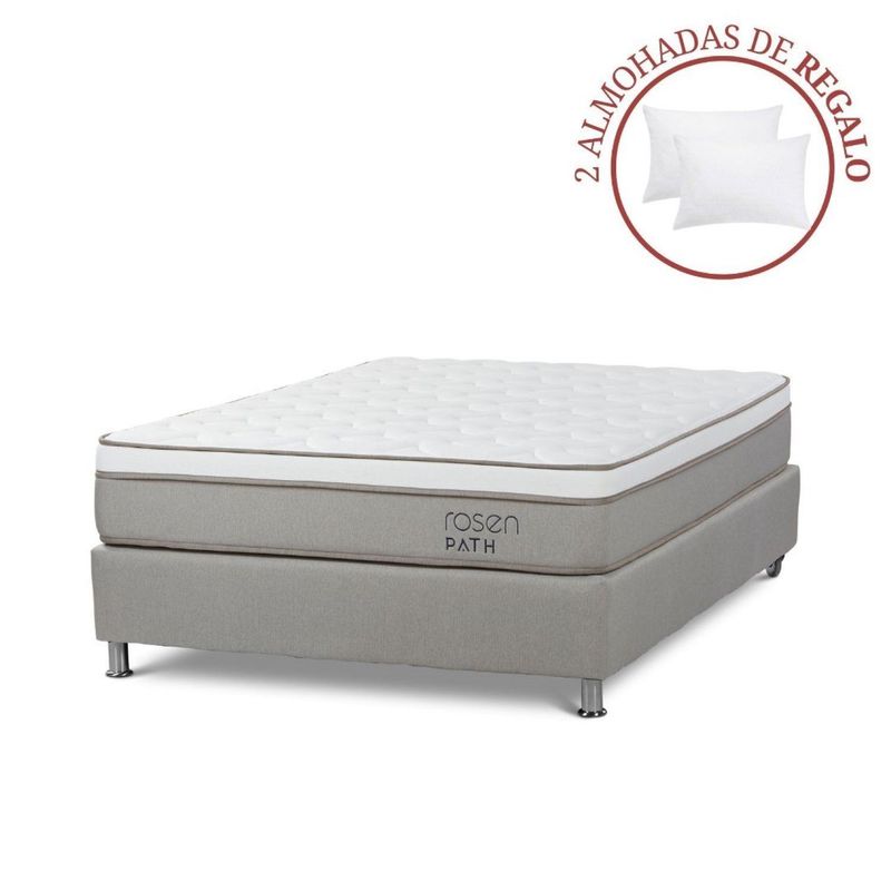 ROSEN - Cama Box Tarima Path 2 Plz + 2 Almohadas