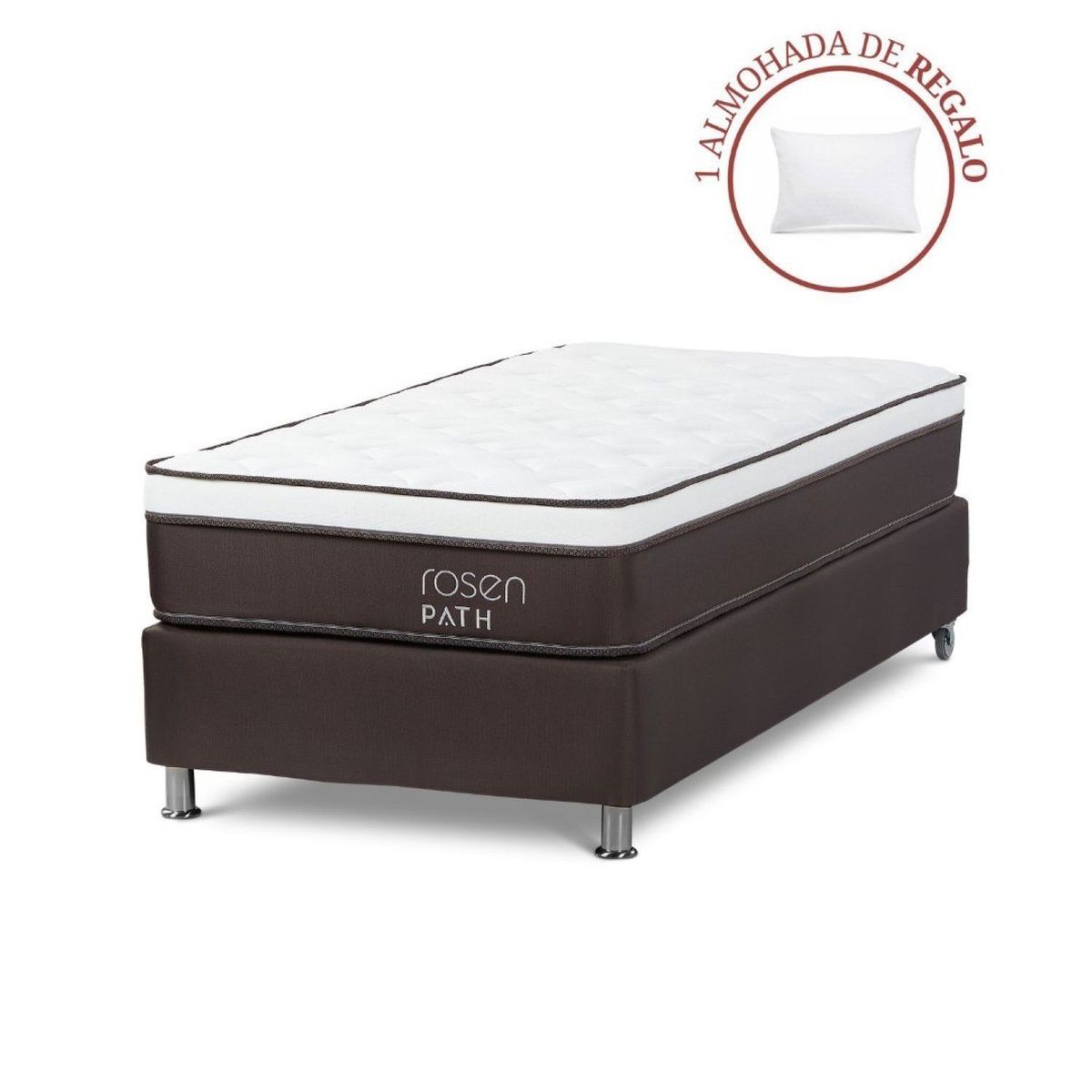 ROSEN - Cama Box Tarima Path 1 Plz + 1 Almohada