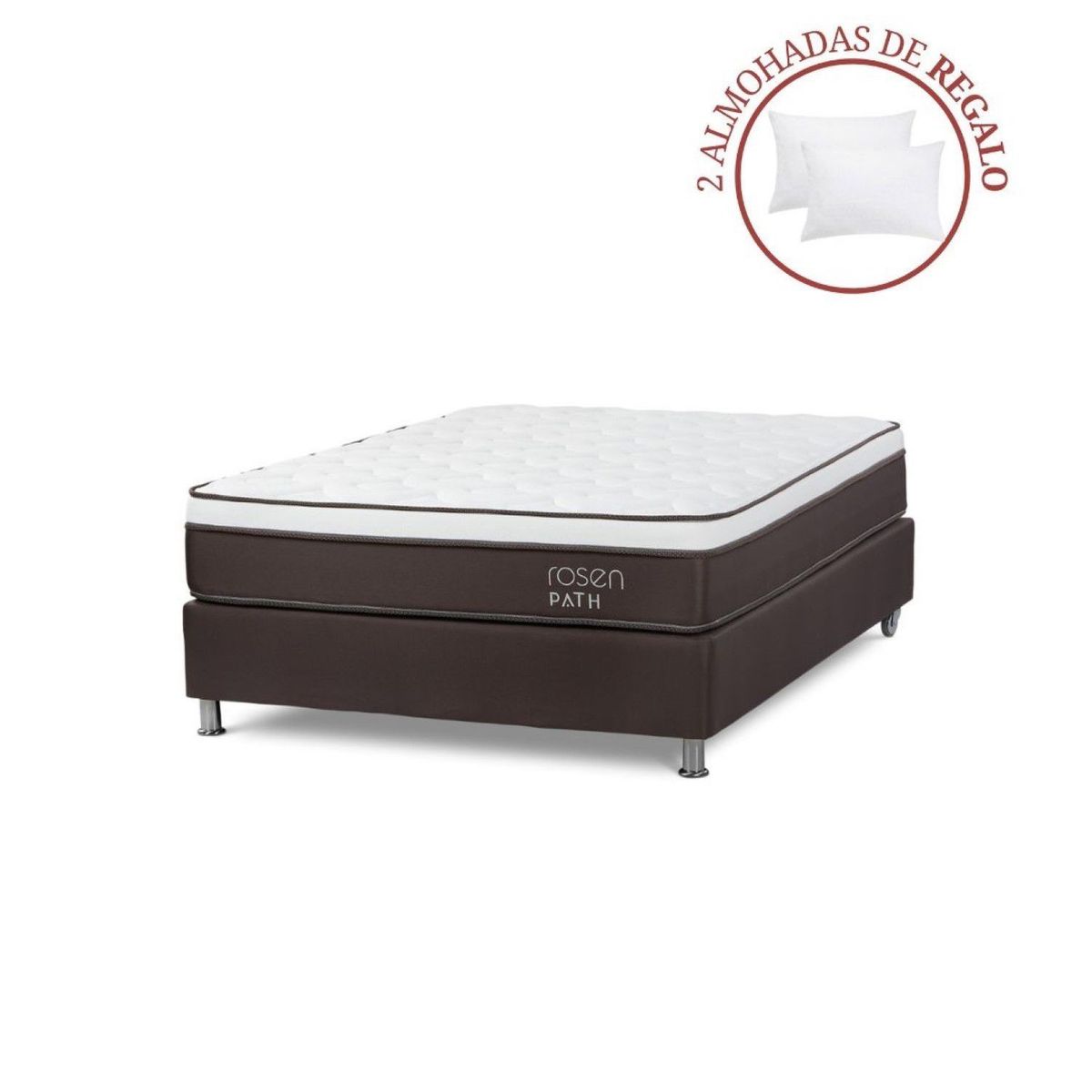 ROSEN - Cama Box Tarima Path 2 Plz + 2 Almohadas
