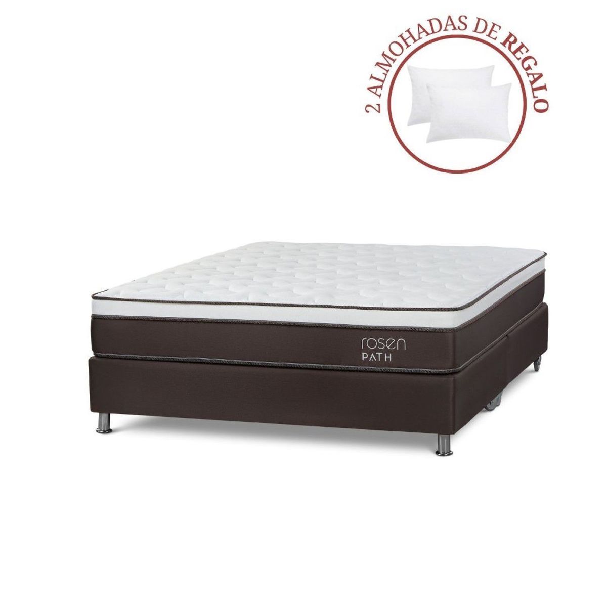 ROSEN - Cama Box Tarima Path Queen + 2 Almohadas