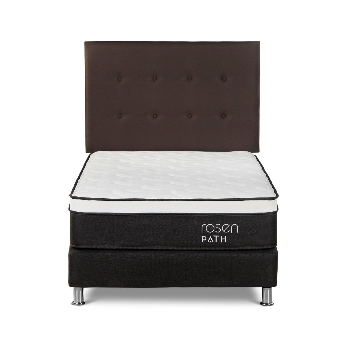 ROSEN - Dormitorio Path Grafito New West Chocolate 1.5 Plz + 1 Almohada