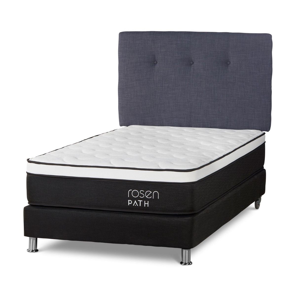 ROSEN - Dormitorio Path Grafito New Bennet Denim 1.5 Plz + 1 Almohada