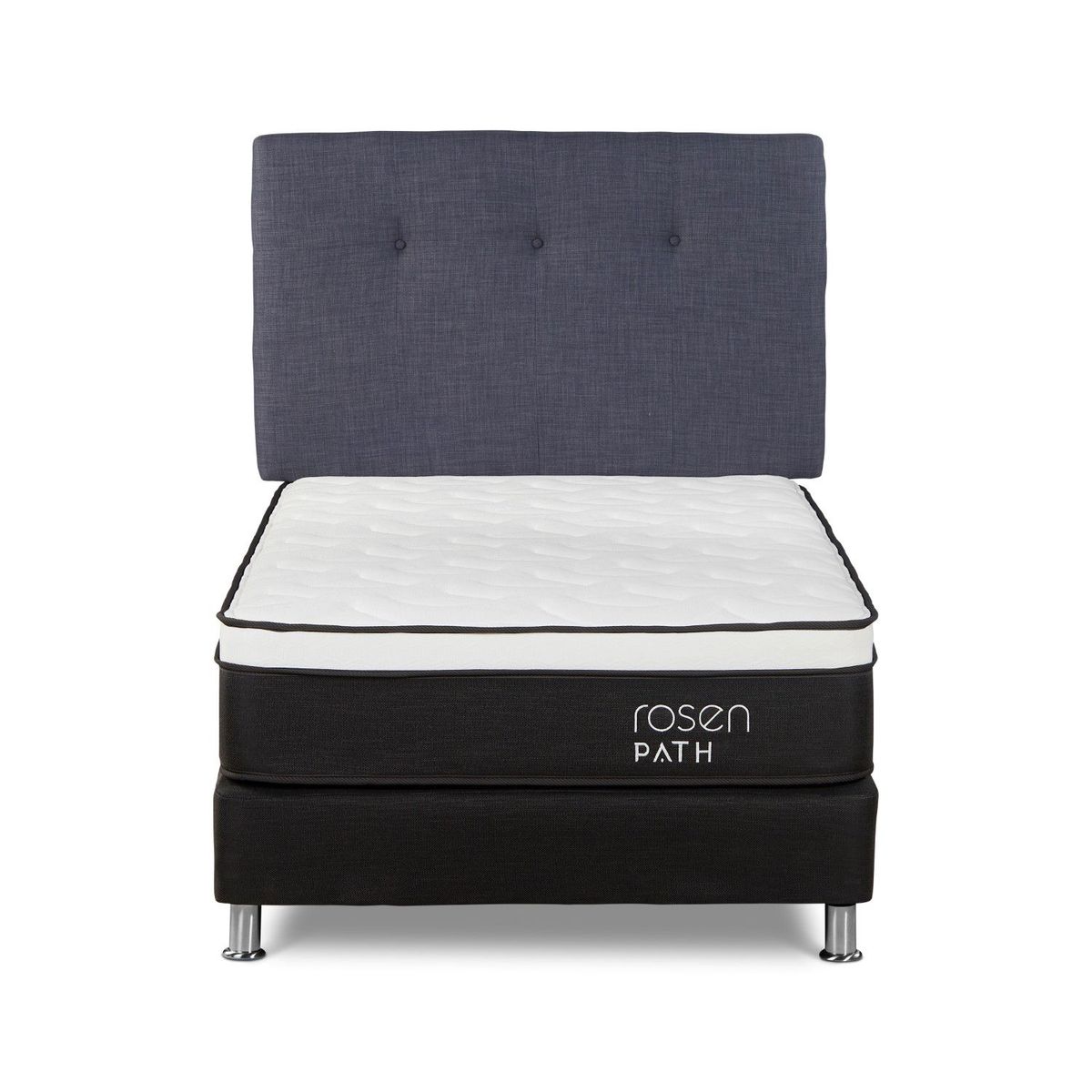 ROSEN - Dormitorio Path Grafito New Bennet Denim 1.5 Plz + 1 Almohada