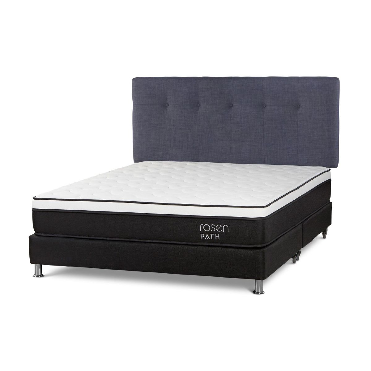 ROSEN - Dormitorio Path Grafito New Bennet Denim King + 2 Almohadas