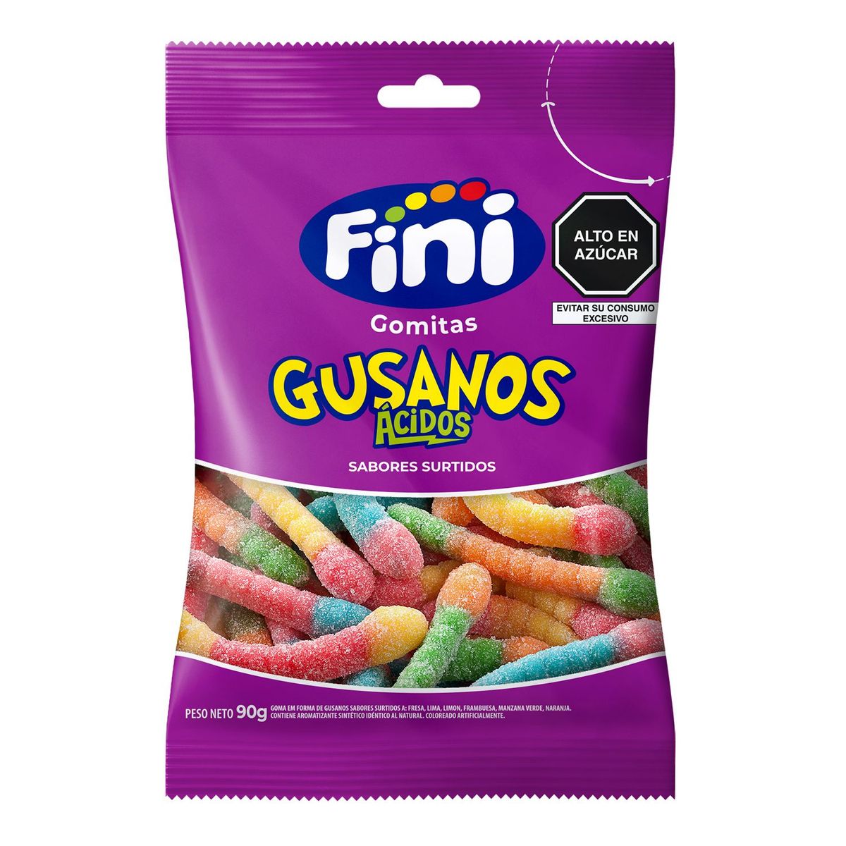 FINI - Gomas Gusanos Acidos 90g Fini