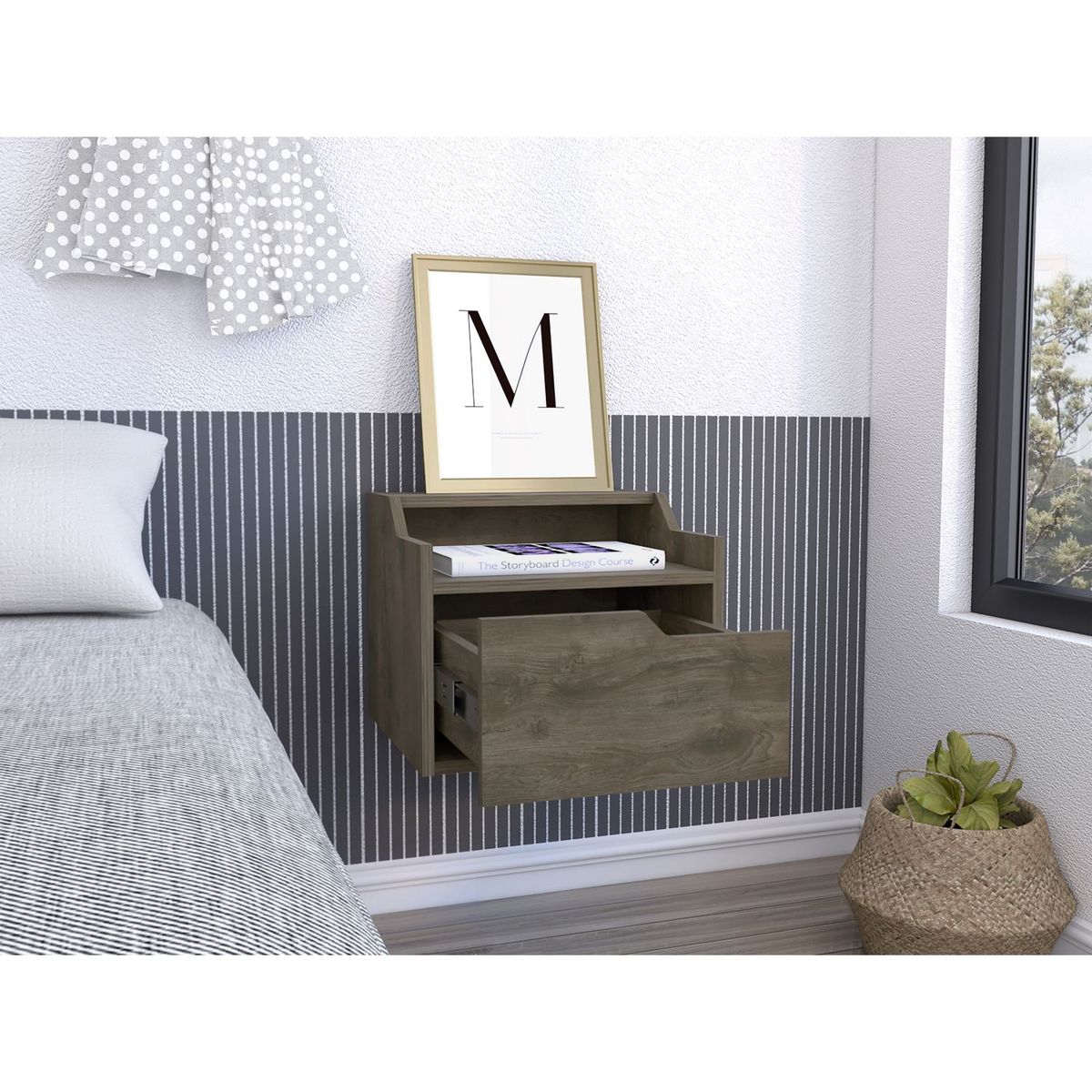 TUHOME - Velador Flotante 1 Cajón Busan Bellota