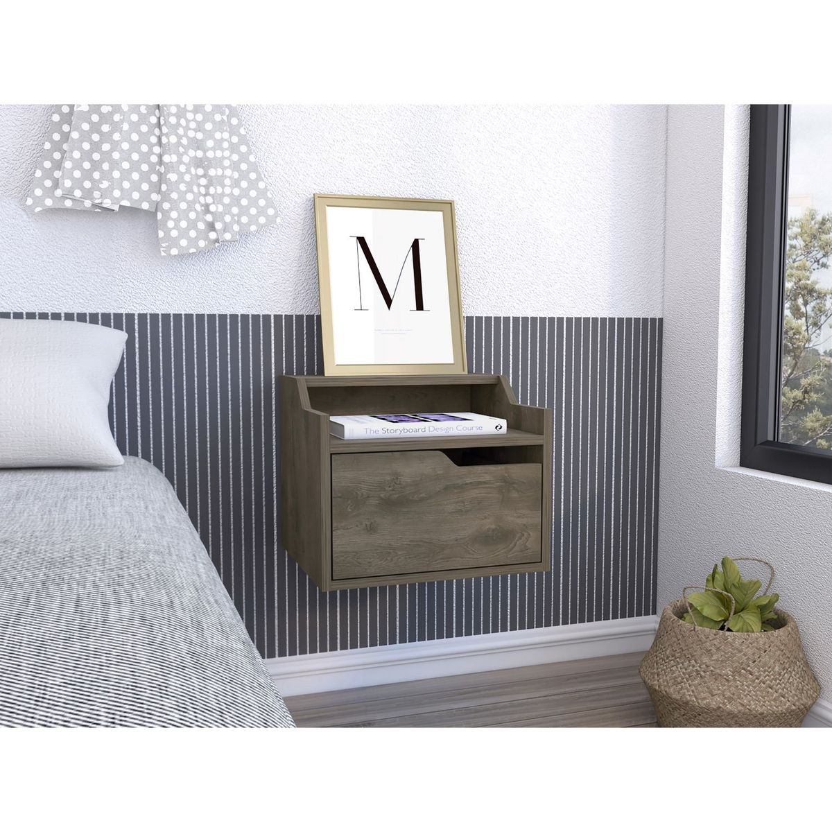 TUHOME - Velador Flotante 1 Cajón Busan Bellota