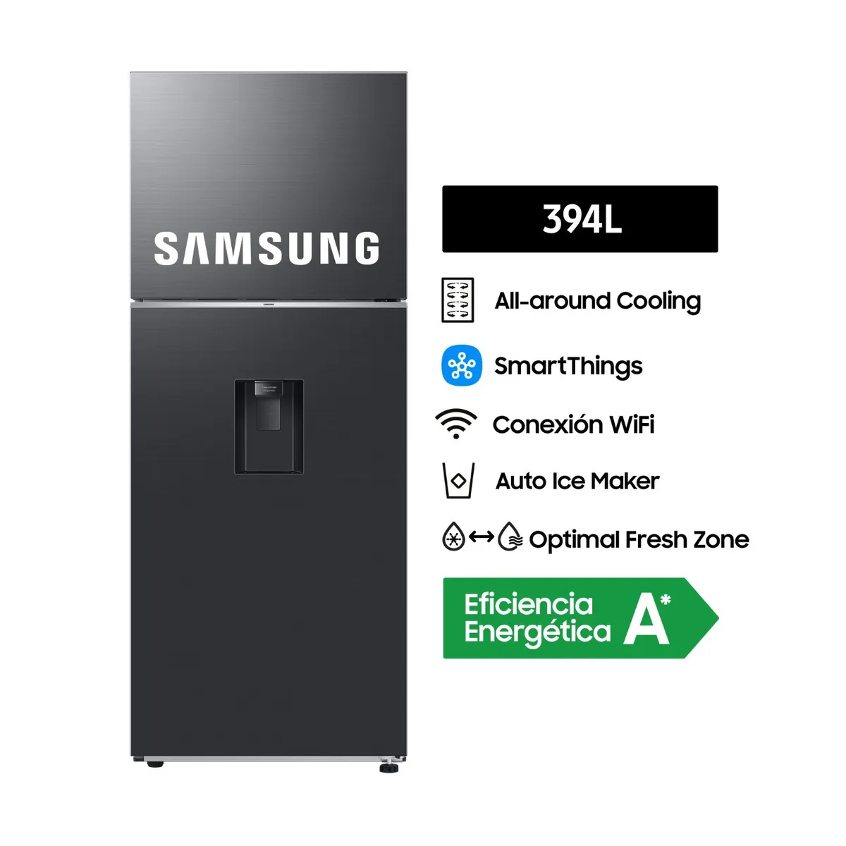 SAMSUNG - Refrigeradora Samsung Top Mount 394Lt RT42DG6770B1PE Negro