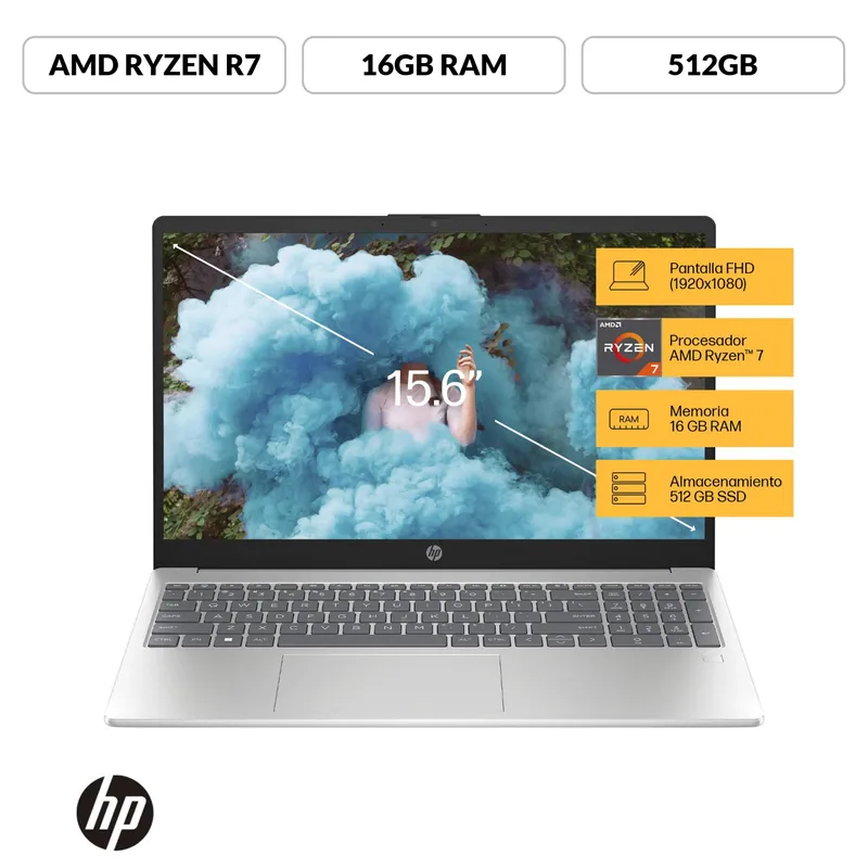 HP - Laptop Hp 15-fc0013la Amd Ryzen 7 16gb 512gb Ssd 15.6" Fhd Windows 11 Home Single
