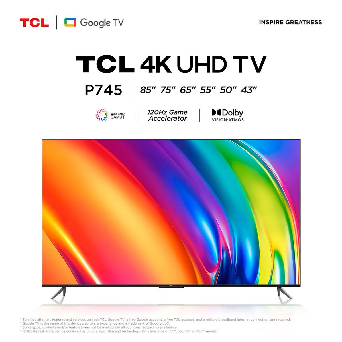 TCL - Televisor Tcl 85" Google Tv 85p745 4k Ultra Hd