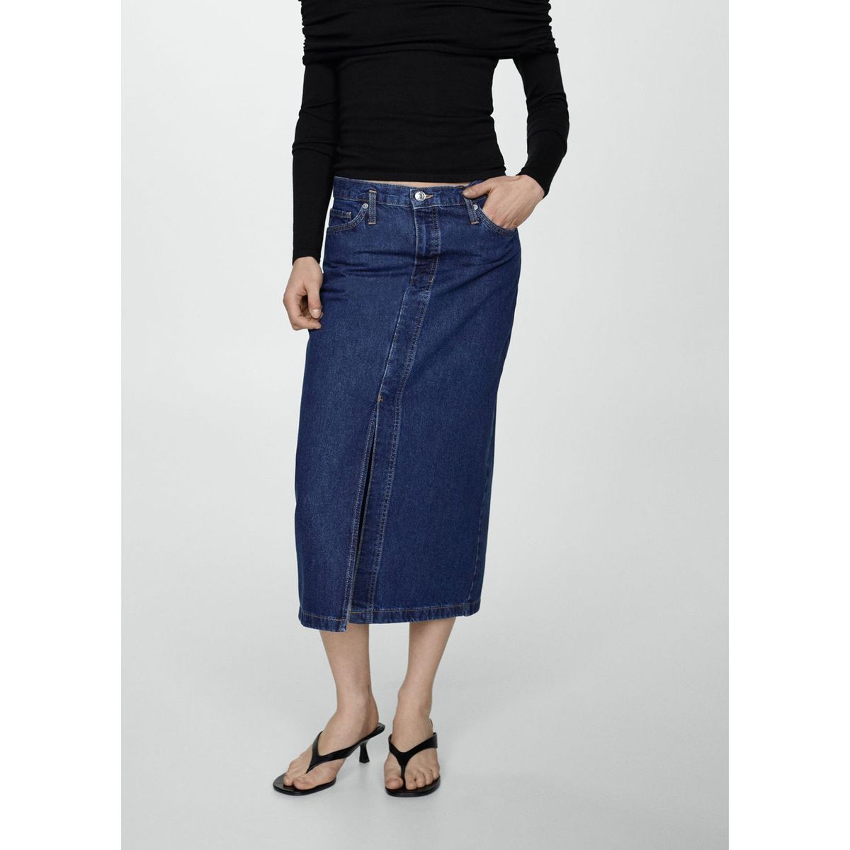 MANGO - Falda Larga 100% Algodón Mujer Mango