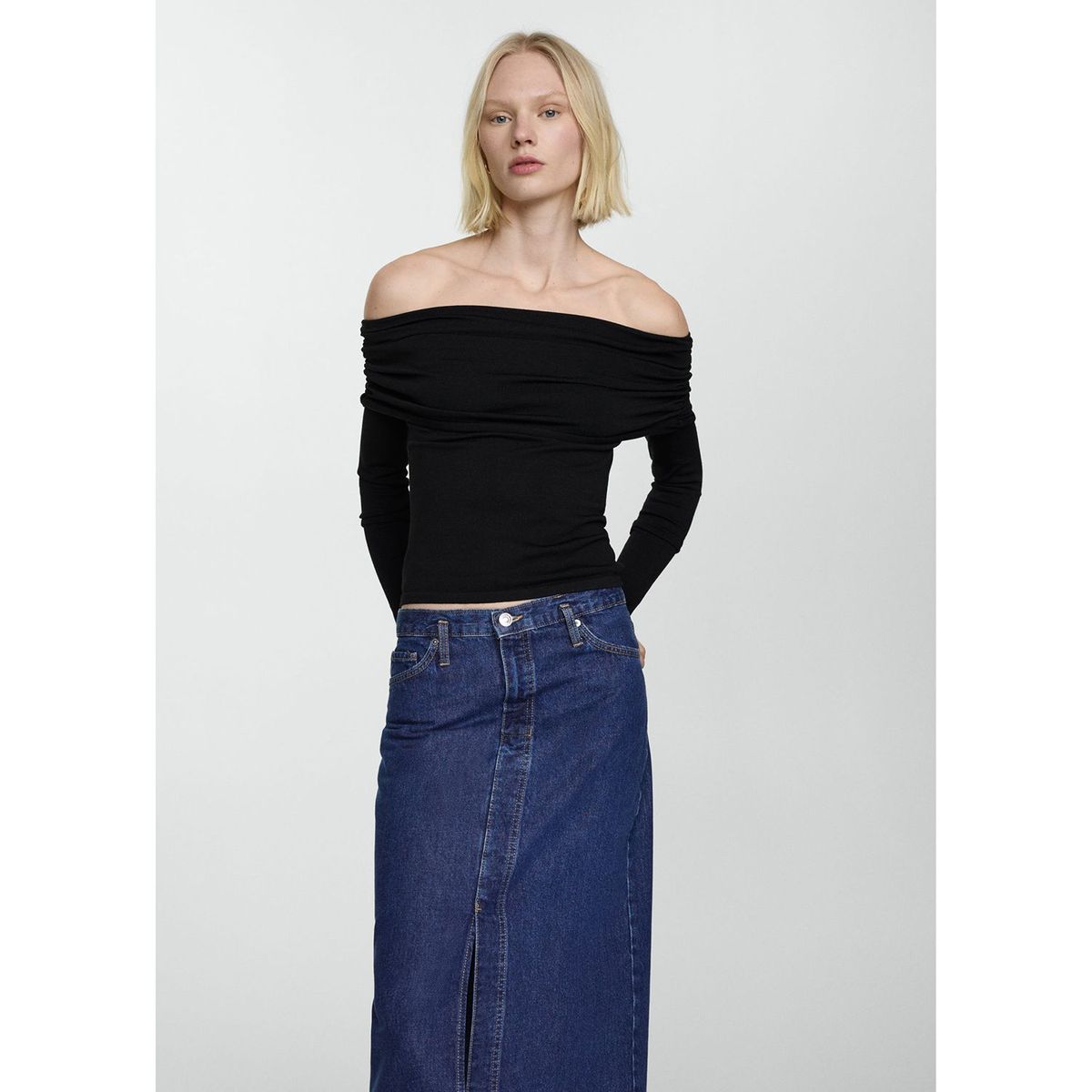 MANGO - Falda Larga 100% Algodón Mujer Mango