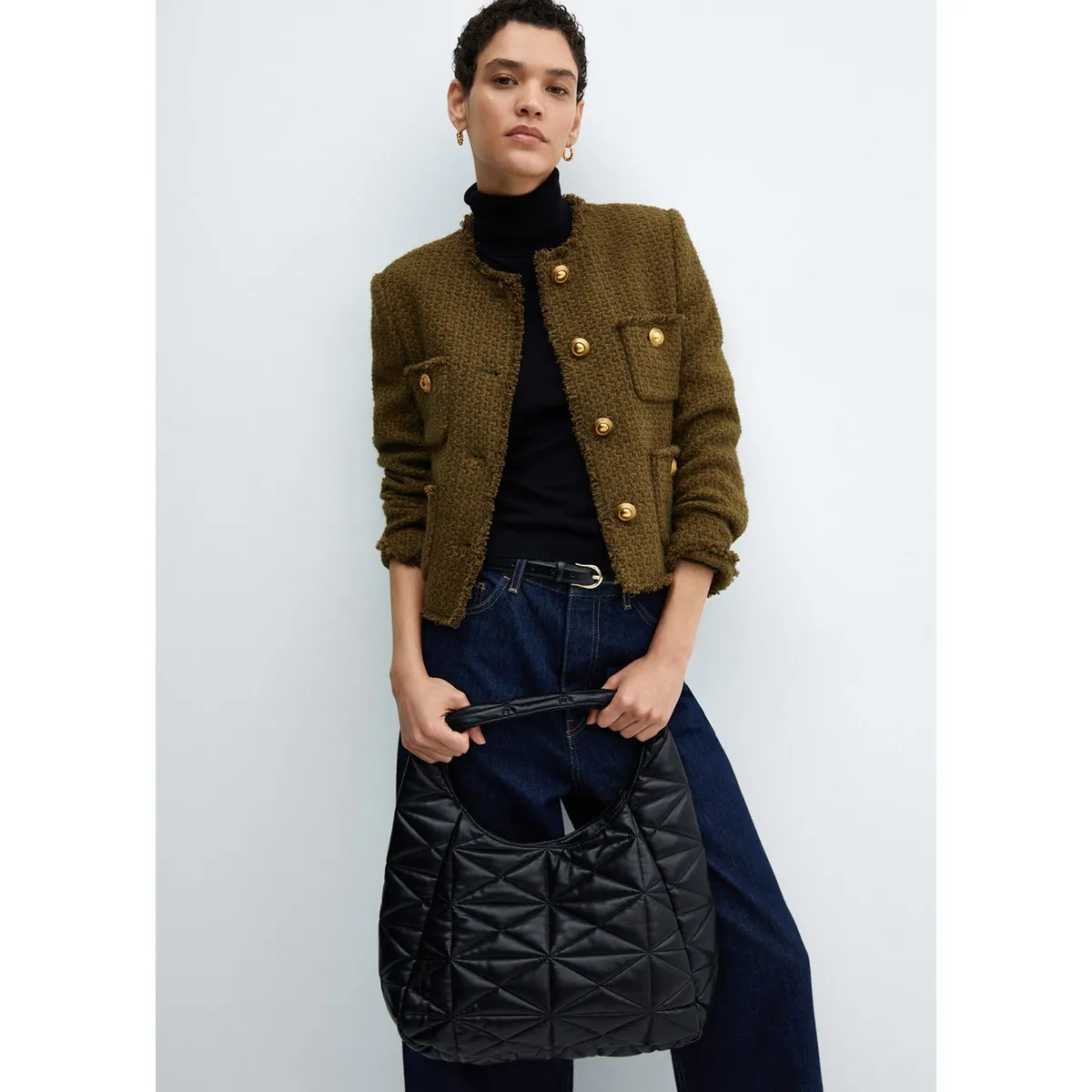 MANGO - Casaca Casual Algodón Mujer Mango