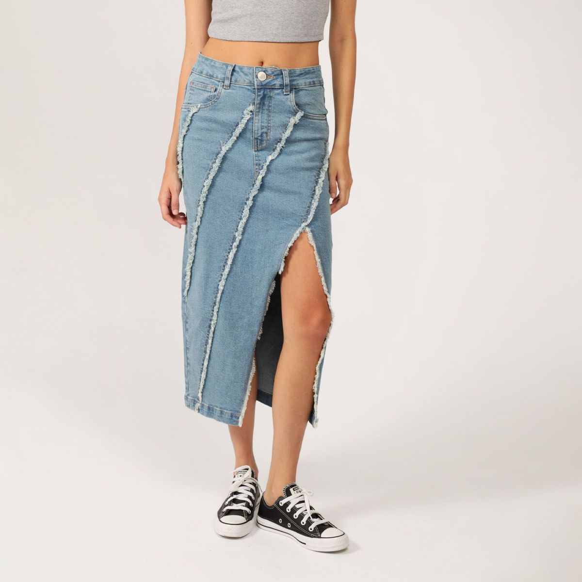 SYBILLA - Falda Denim Midi Cortes