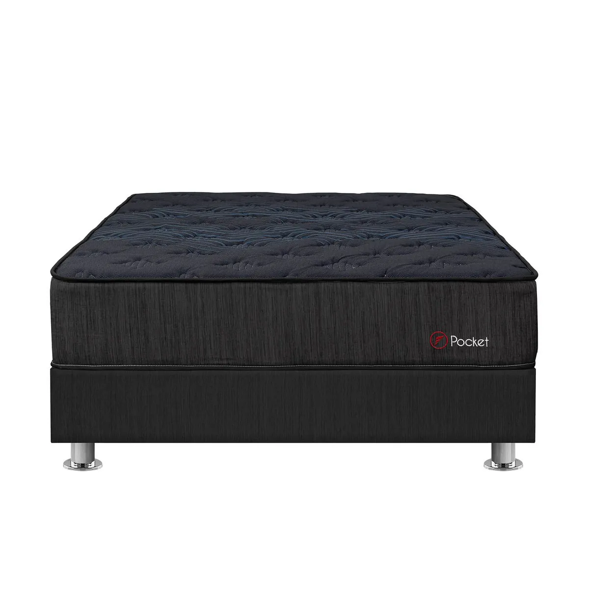 FORLI - Cama Box Tarima Forli Pocket Negro Queen + 2 Almohadas + Protector