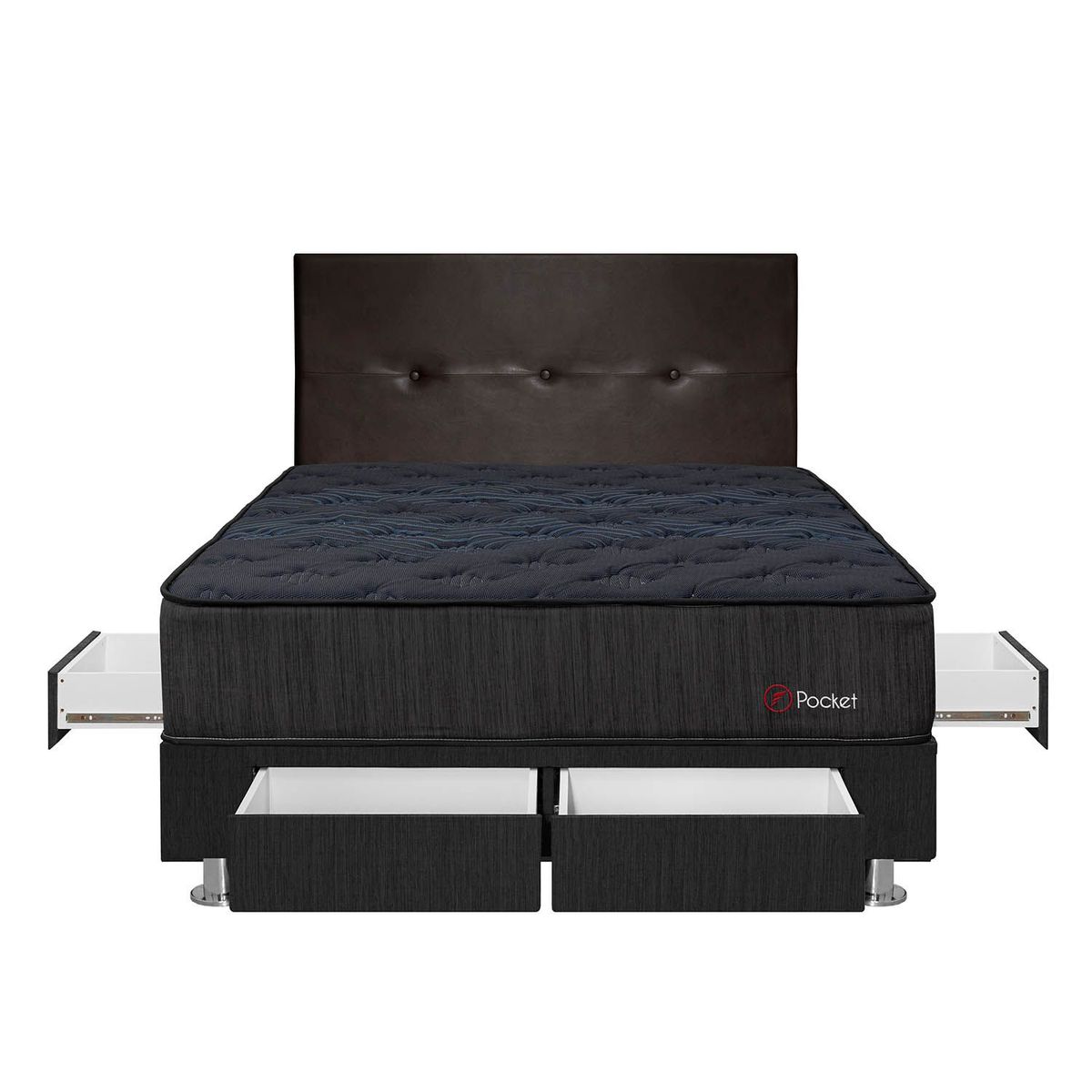 FORLI - Dormitorio Con Cajones Forli Pocket Negro Alicia 2 Plz + 2 Almohadas + Protector