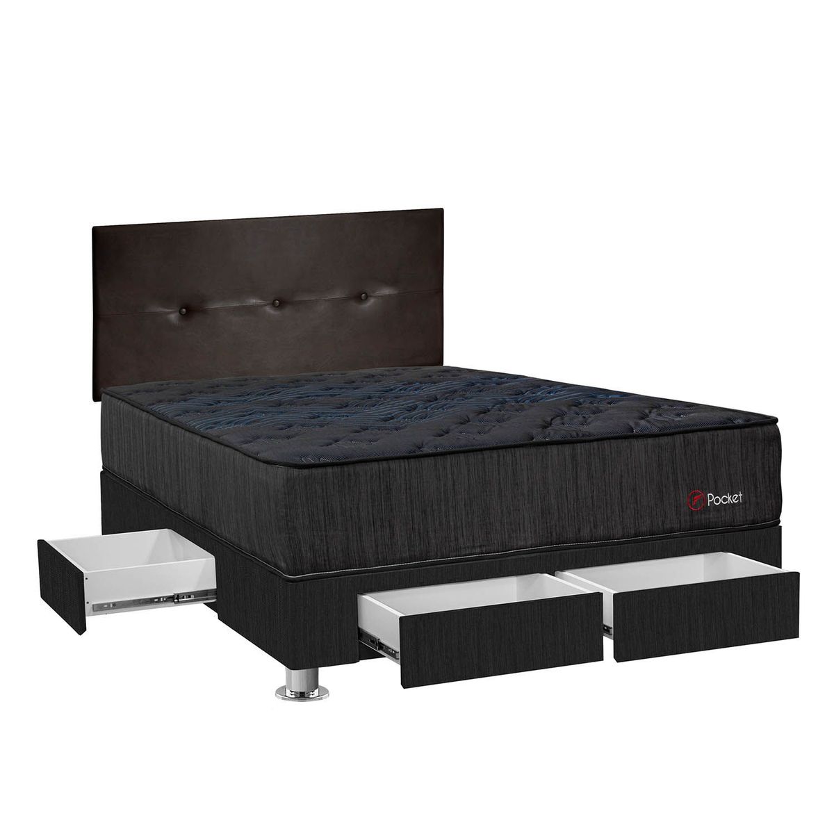 FORLI - Dormitorio Con Cajones Forli Pocket Negro Alicia 2 Plz + 2 Almohadas + Protector