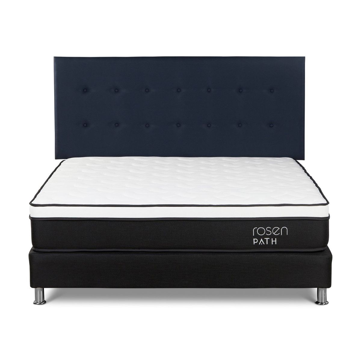 ROSEN - Dormitorio Path Grafito New West Azul King + 2 Almohadas