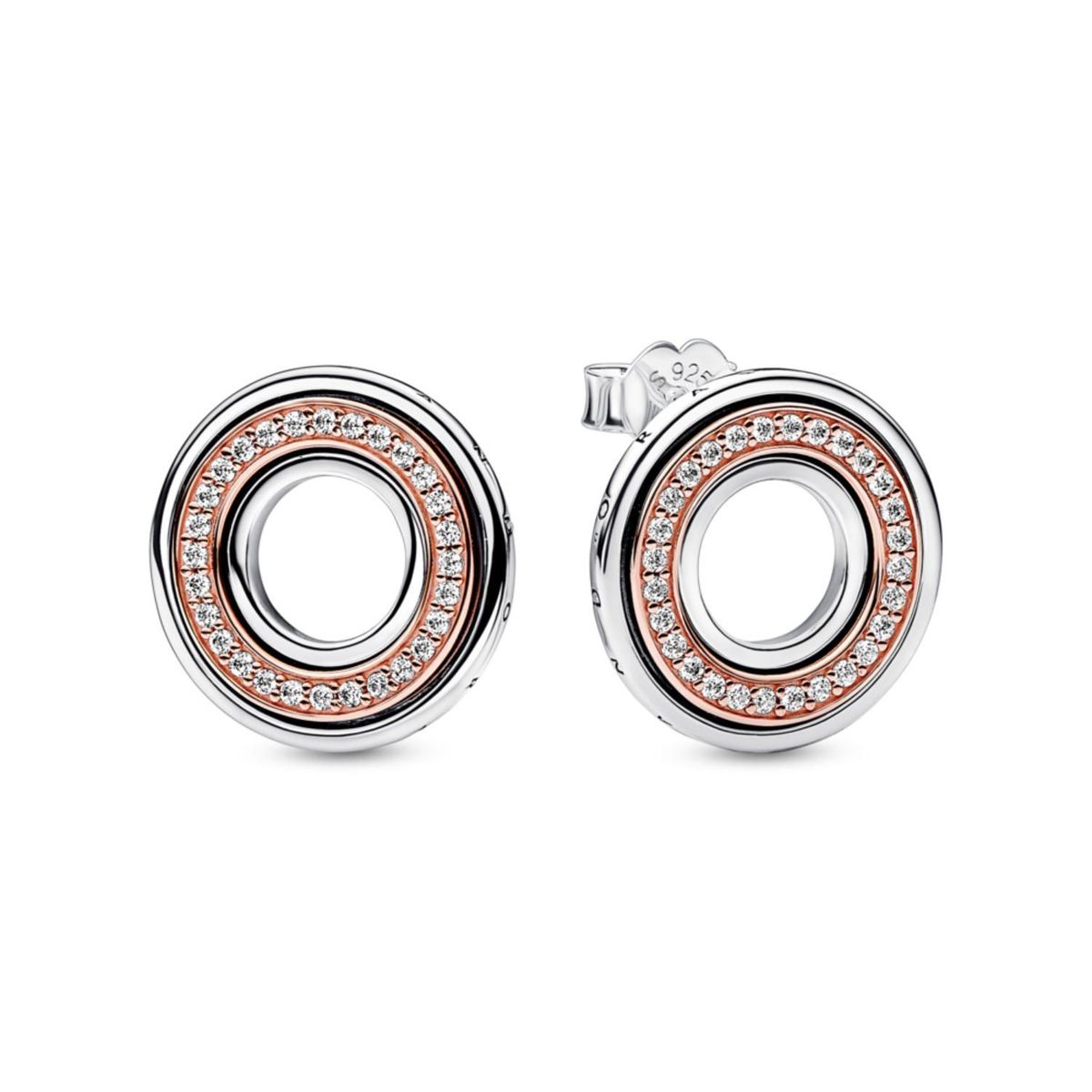 PANDORA - Aretes De Aro En Rose Y Plata