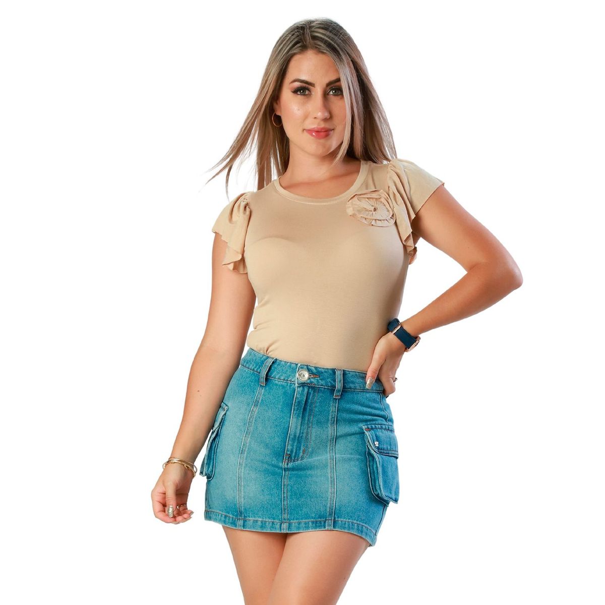 FORDAN JEANS - Falda Corta 100% Algodón Mujer Ford
