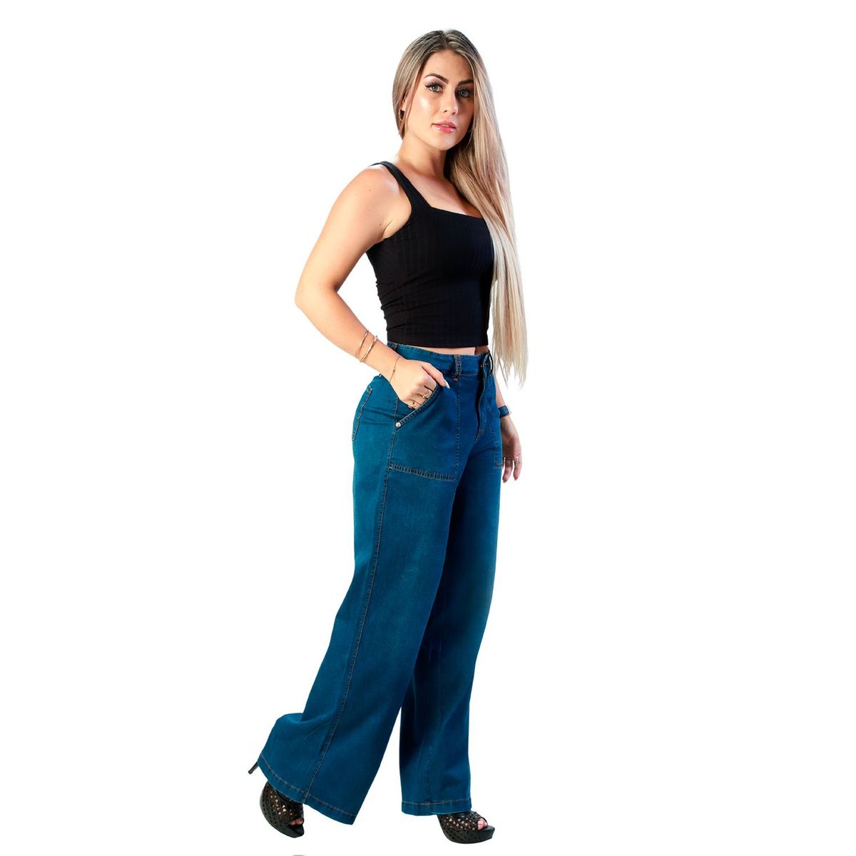 FORDAN JEANS - Pantalón Wide Leg Algodón Mujer Ford