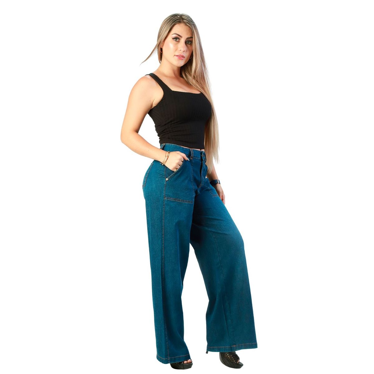 FORDAN JEANS - Pantalón Wide Leg Algodón Mujer Ford