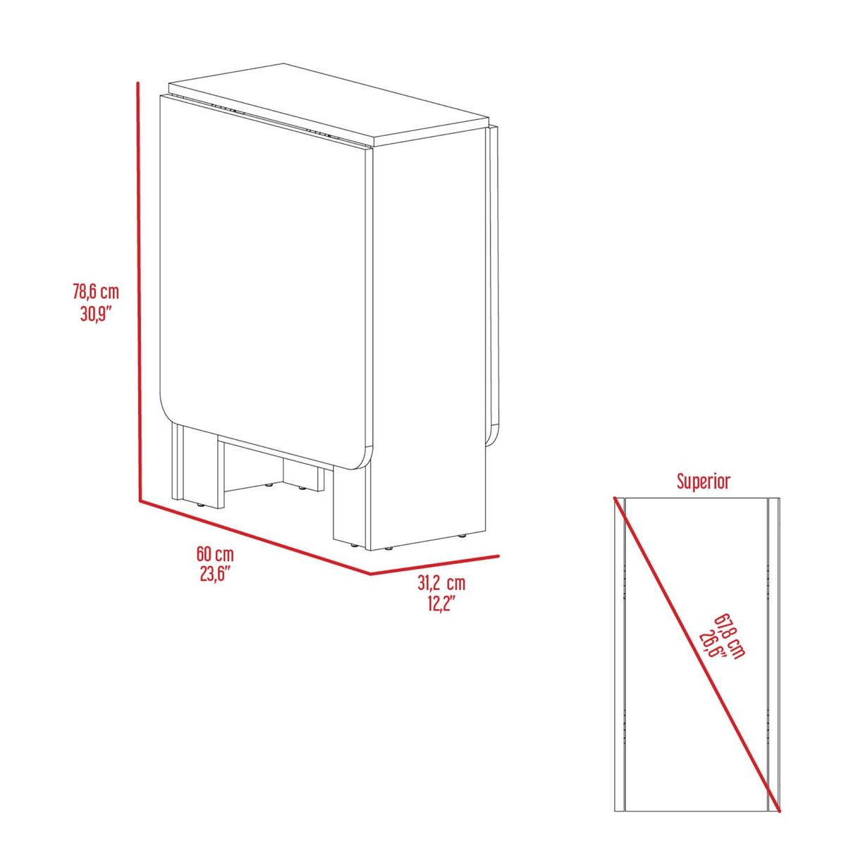 TUHOME - Mesa Plegable Abatible Compact de Cocina