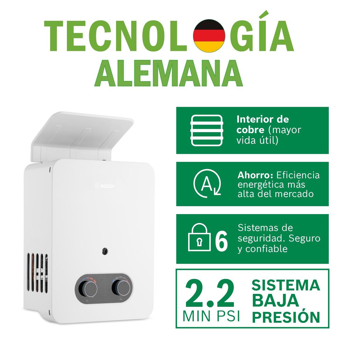 Bosch - Terma a Gas Bosch GN Vital 5.5L Baja Presión + Kit