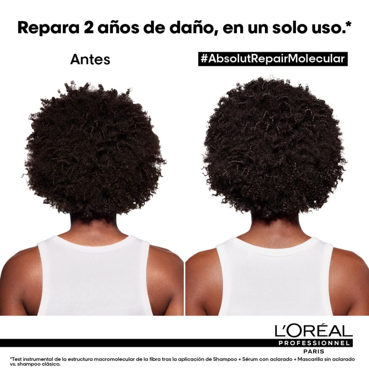 LOREAL PROFESSIONNEL - Shampoo reparador sin sulfato Absolut Repair Molecular para cabello muy dañado Loreal professionnel 500 ml 