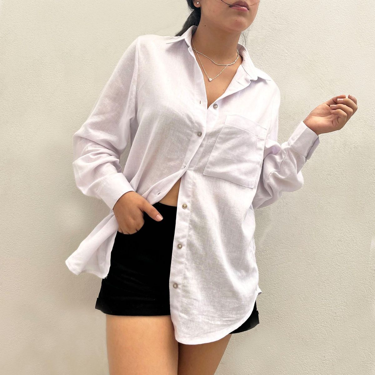 JAROLA - Blusa 100% Lino Manga Larga Mujer Jarola