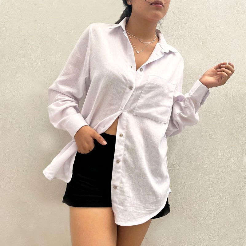 JAROLA - Blusa 100% Lino Manga Larga Mujer Jarola