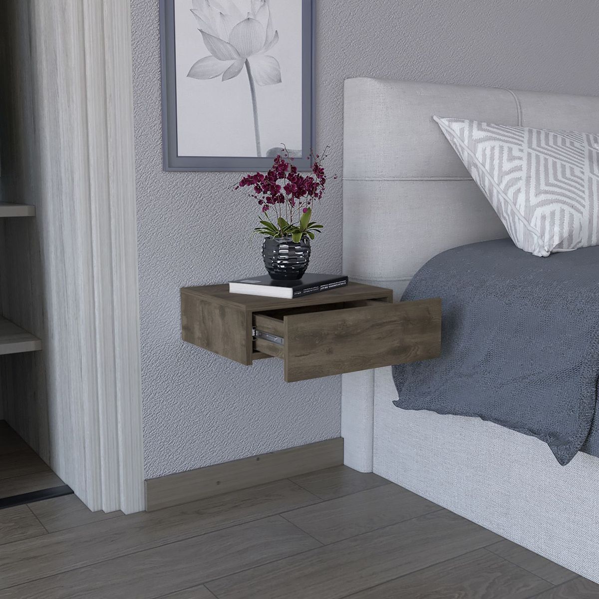 TUHOME - Velador Flotante Milano Bellota 1 Cajón