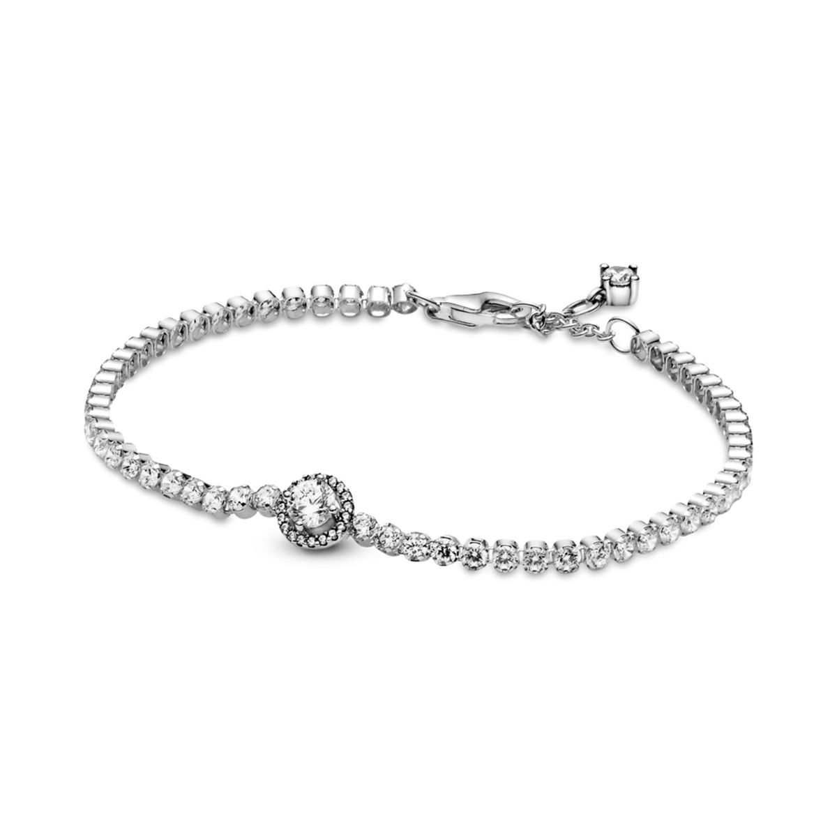 PANDORA - Pulsera Plata Tenis Halo Brillante