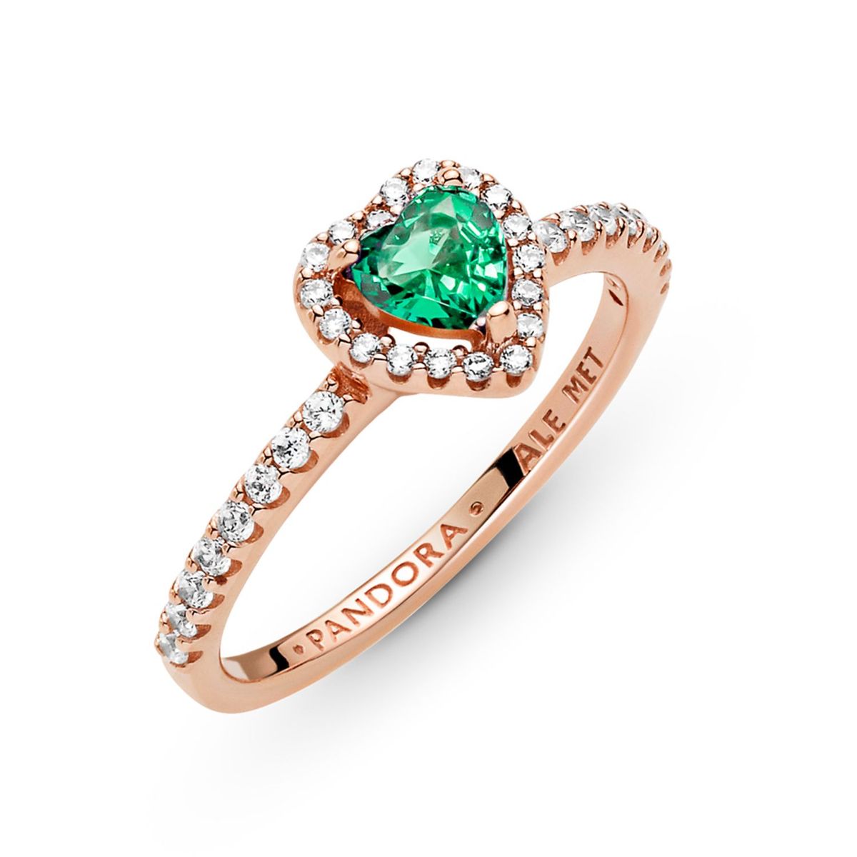 PANDORA - Anillo Rose Corazón Elevado Verde