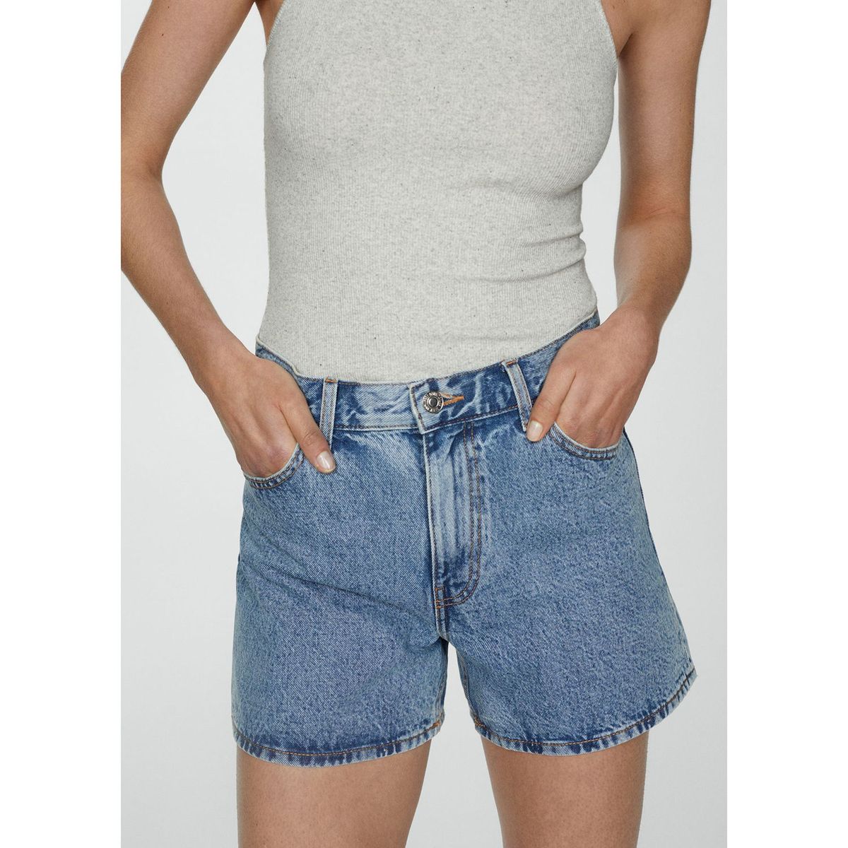 MANGO - Short 100% Algodón Mujer Mango