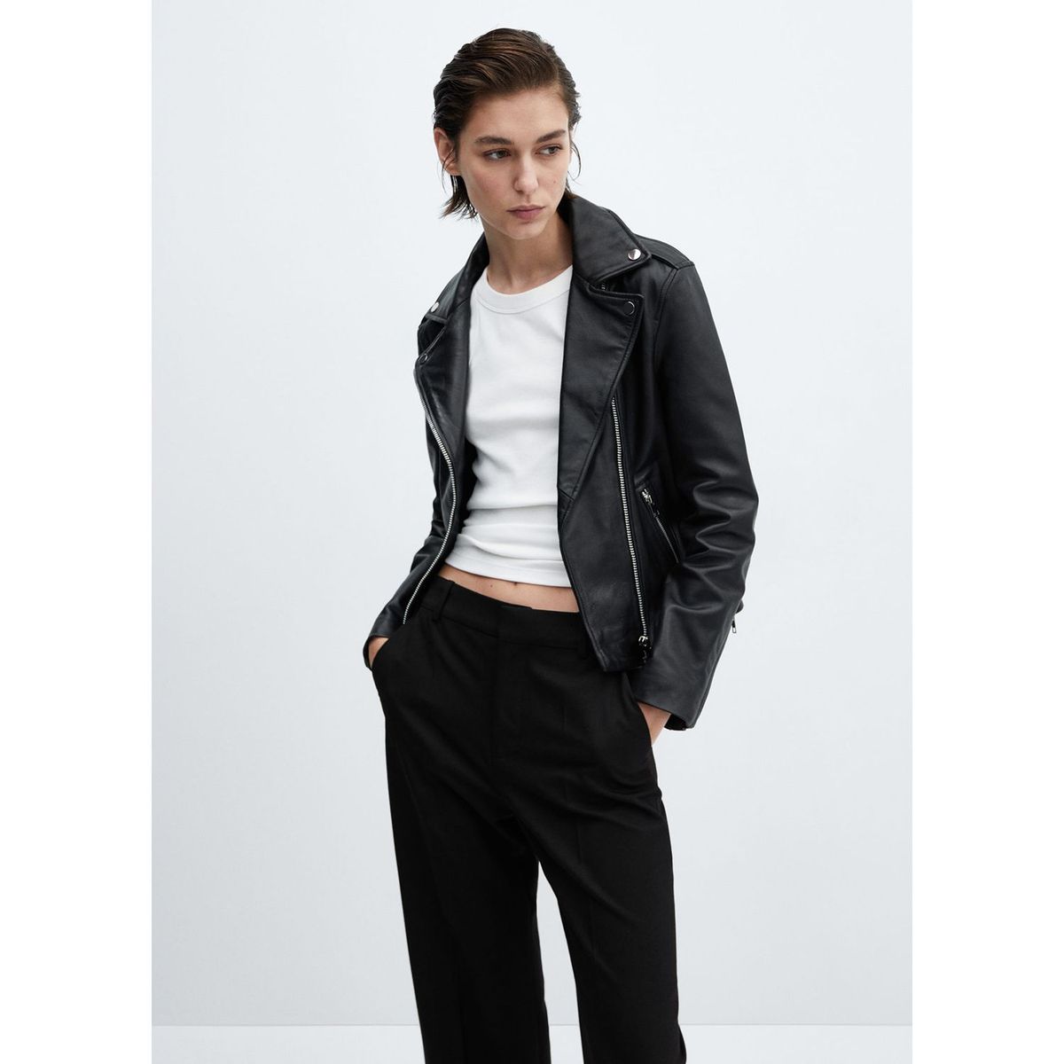 MANGO - Casaca de Cuero Casual Mujer Mango