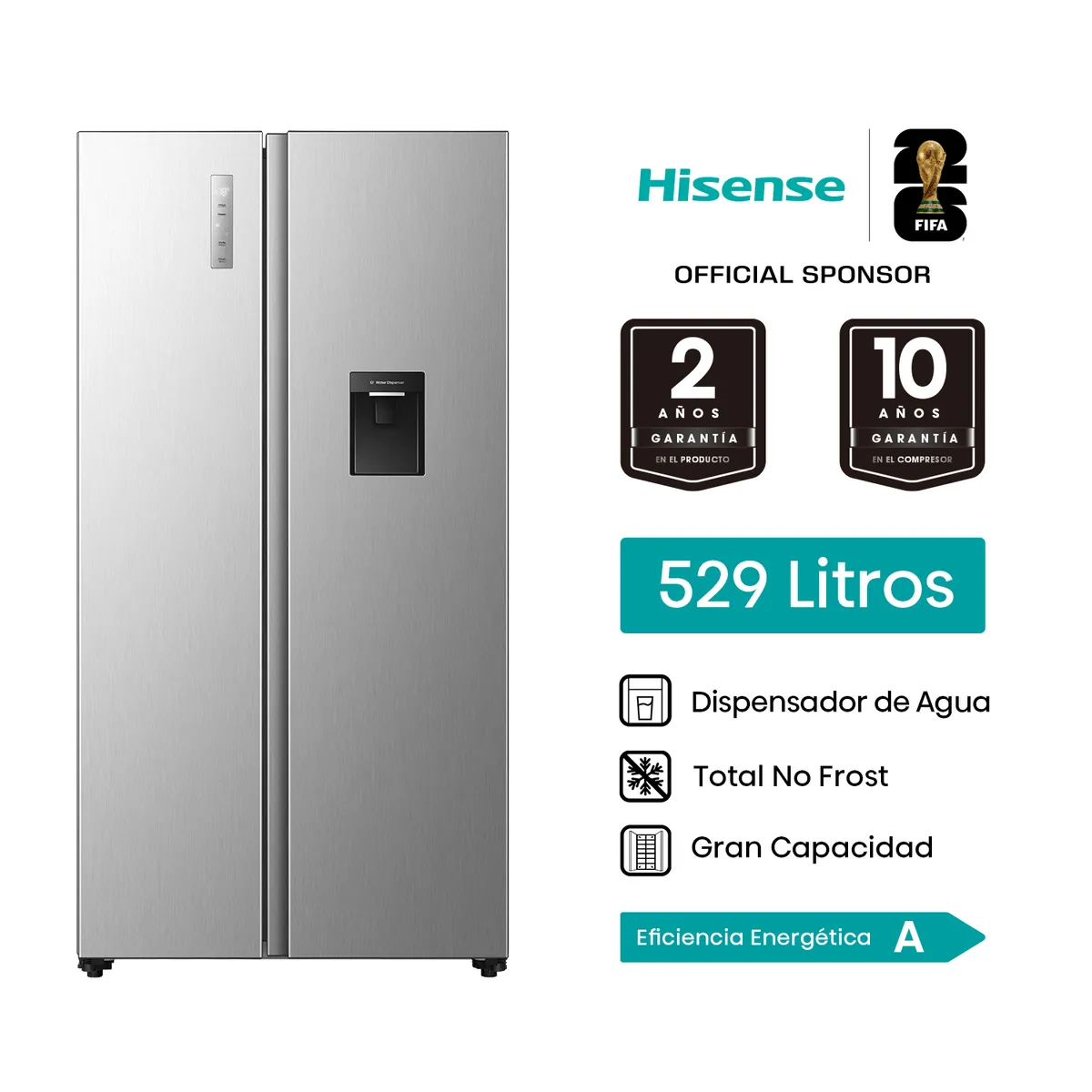 HISENSE - Refrigeradora Hisense Side By Side 529L RS3P558NMCA