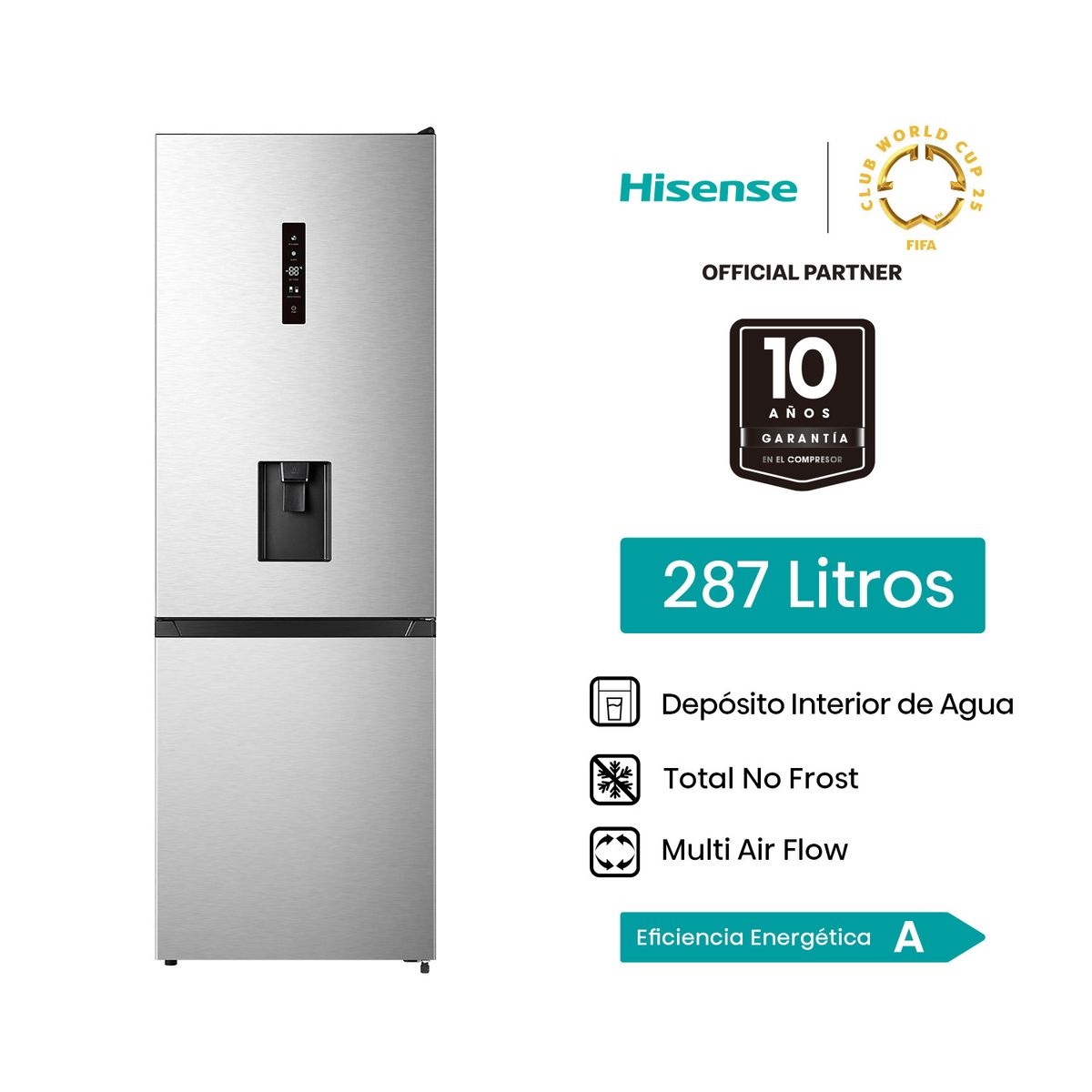 HISENSE - Refrigeradora 287L Bottom mount inverter RB373WV6A