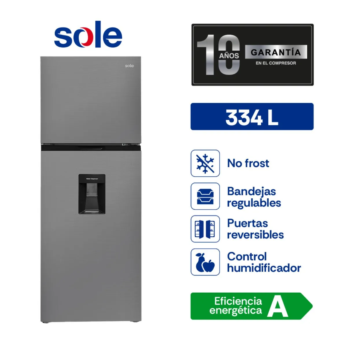 SOLE - Refrigeradora Sole Milan Tf 334L.