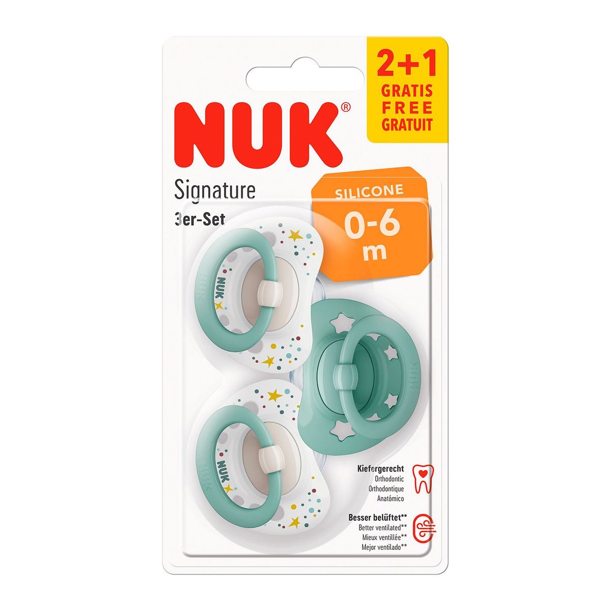 NUK - Pack X3 Chupon Para Bebé Signature 0-6 M