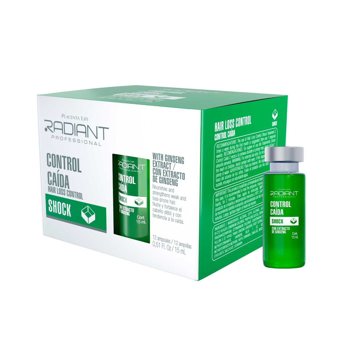 RADIANT - Shock Capilar Anticaída 15ml Caja 12 Unidades Radiant Professional