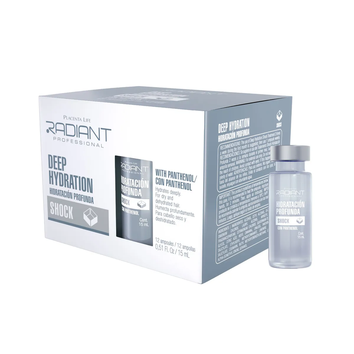 RADIANT - Shock Capilar Hidratación Profunda 15ml Caja 12 Unidades Radiant Professional