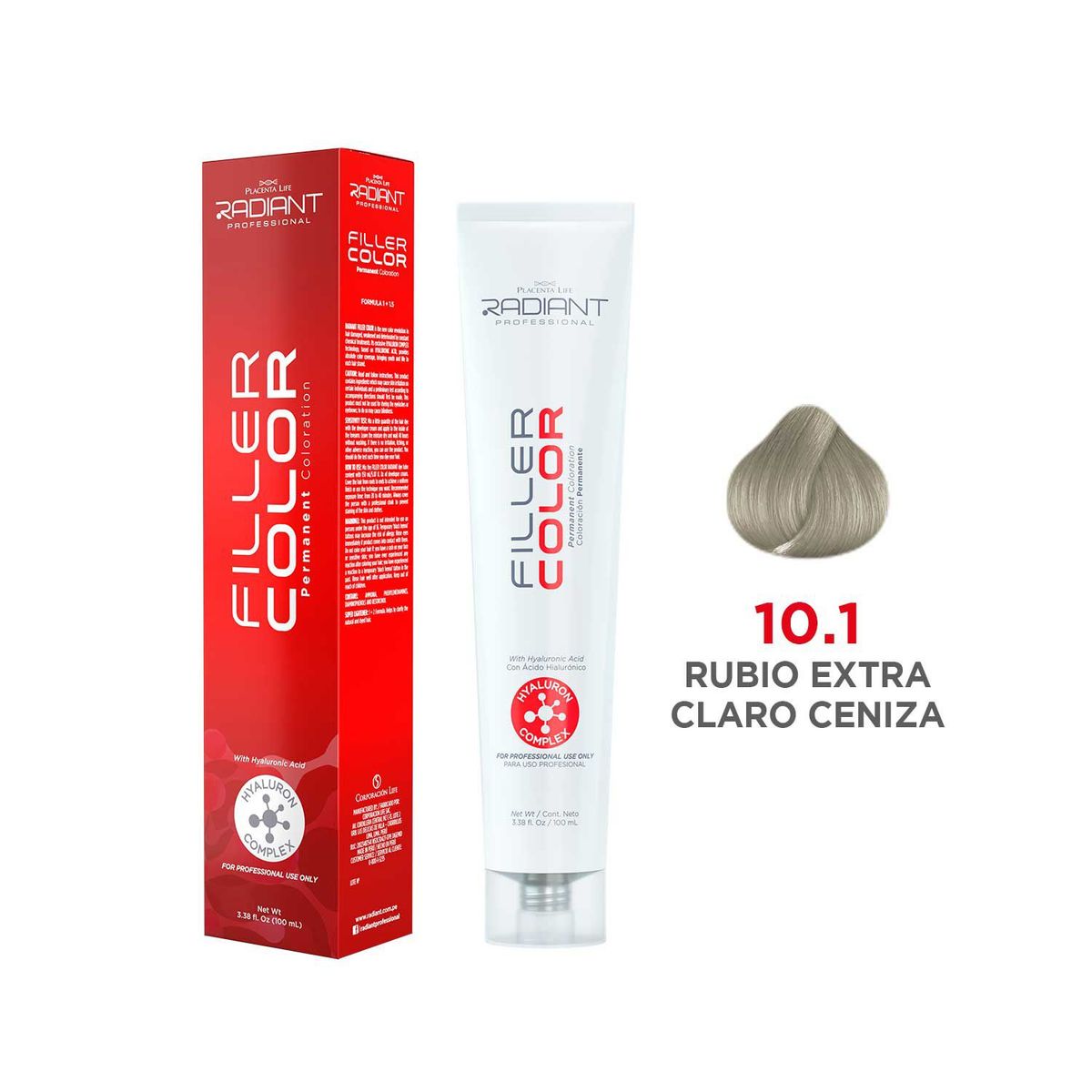 RADIANT - Radiant Filler Color Tinte 10.1 Rubio Extra Claro Ceniza Tubo 100ml