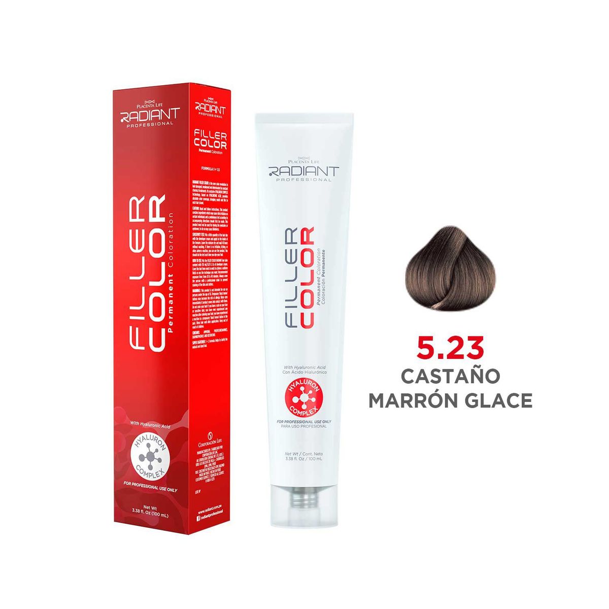RADIANT - Radiant Filler Color Tinte 5.23 Castaño Marron Glasse Tubo 100ml