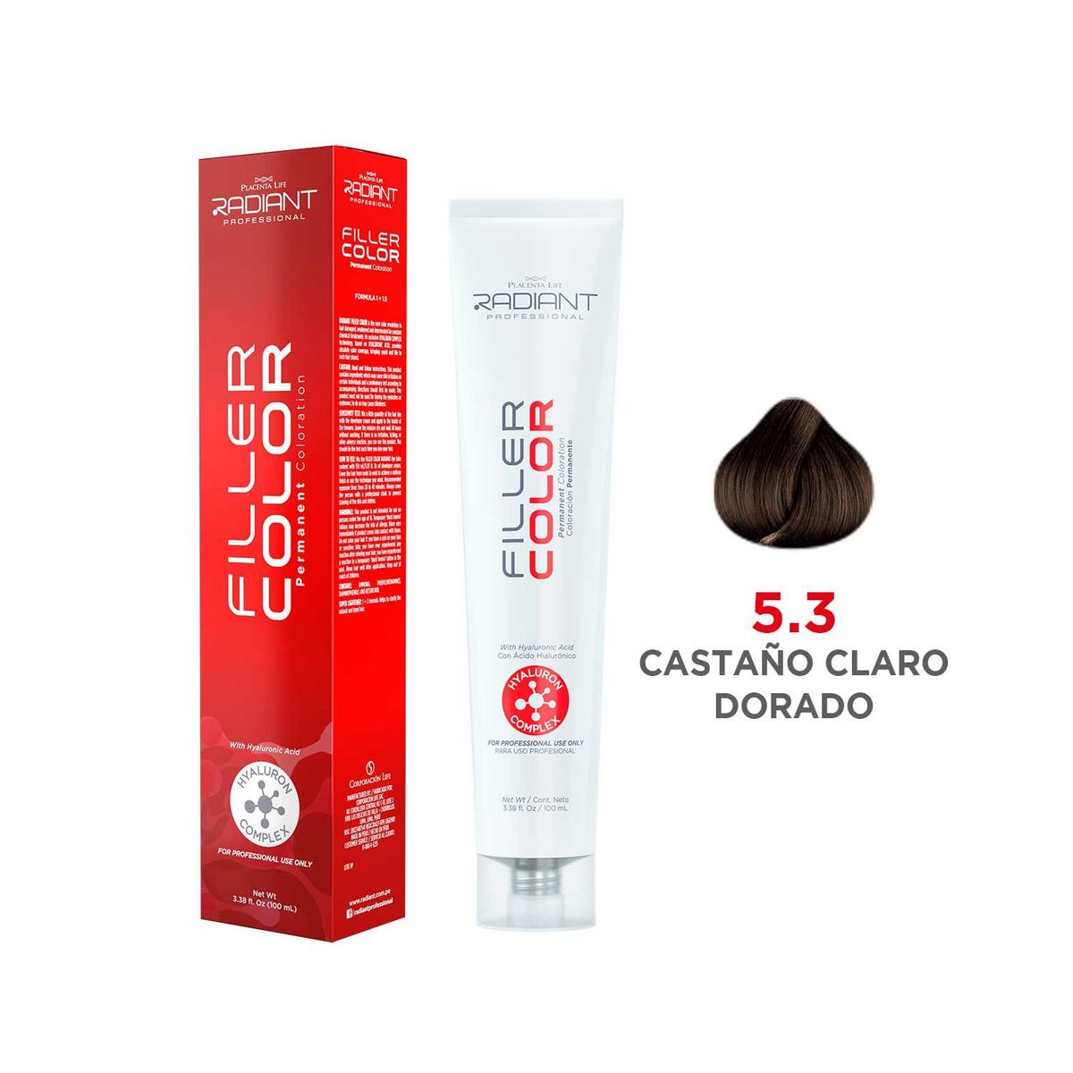RADIANT - Radiant Filler Color Tinte 5.3 Castaño Claro Dorado Tubo 100ml